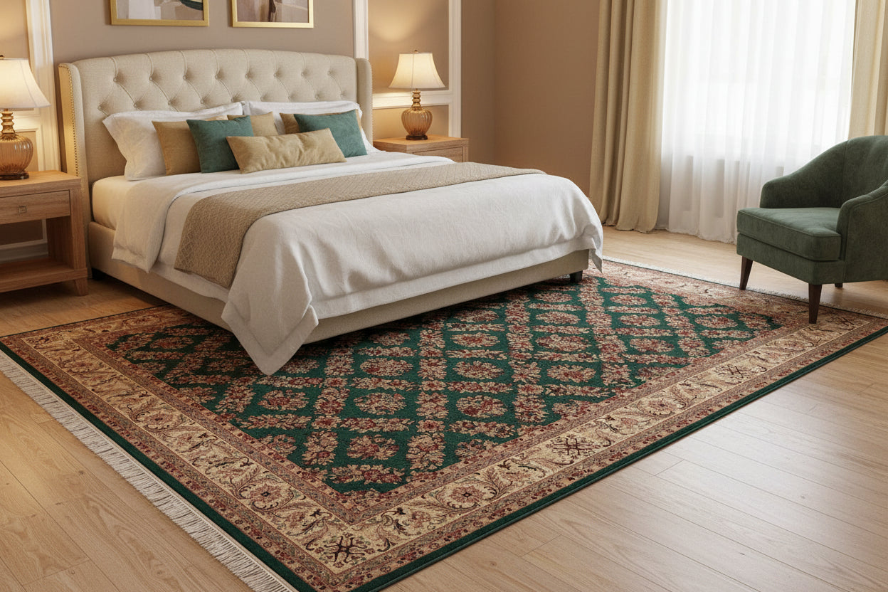handmade Transitional Gulab Green Ivory Hand Knotted RECTANGLE 100% WOOL area rug 6x9