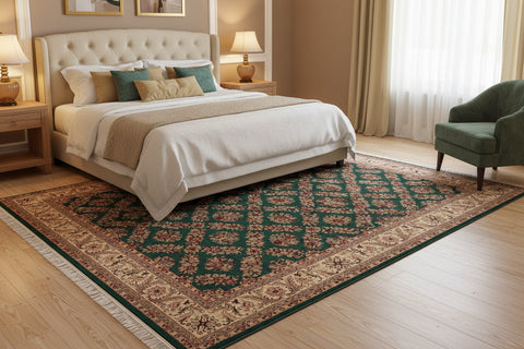 handmade Transitional Gulab Green Ivory Hand Knotted RECTANGLE 100% WOOL area rug 6x9