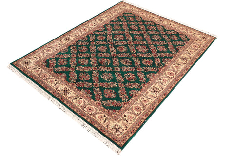 handmade Transitional Gulab Green Ivory Hand Knotted RECTANGLE 100% WOOL area rug 6x9