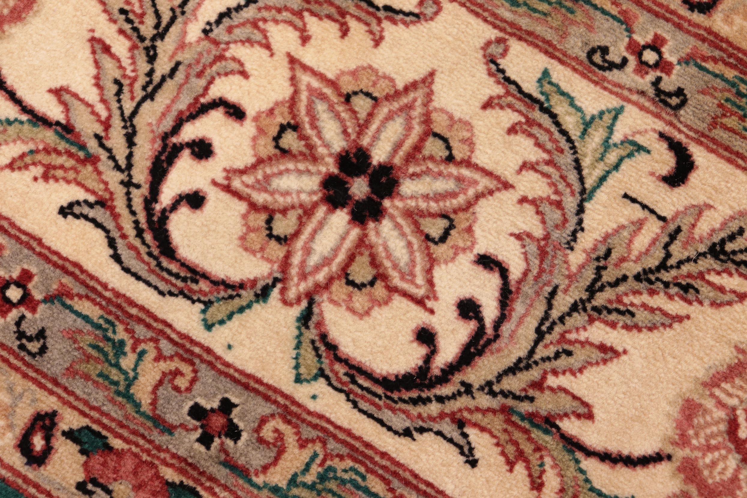 handmade Transitional Gulab Green Ivory Hand Knotted RECTANGLE 100% WOOL area rug 6x9