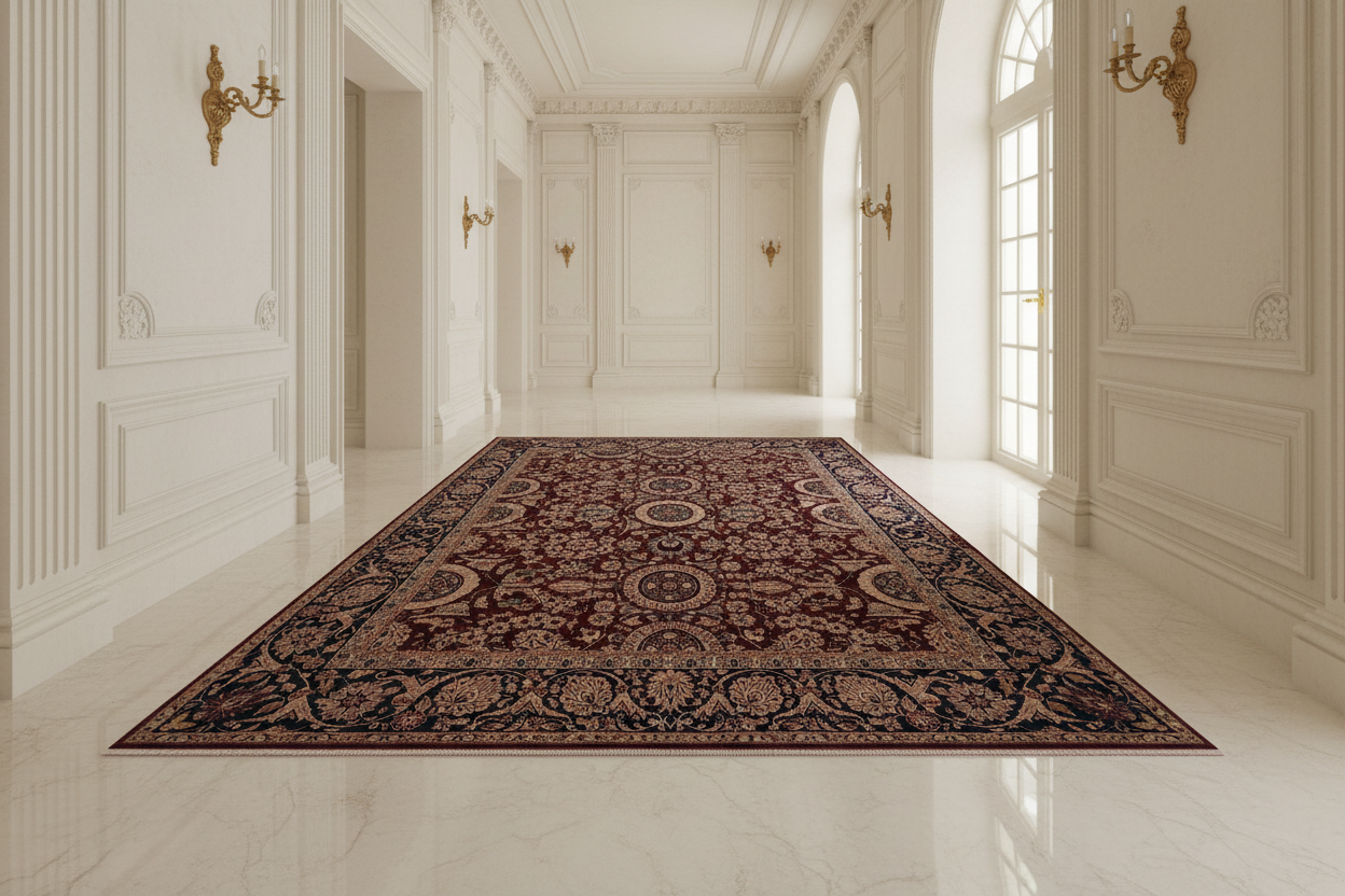 handmade Transitional Agra Tabriz Aubergine Blue Hand Knotted RECTANGLE 100% WOOL area rug 6x9