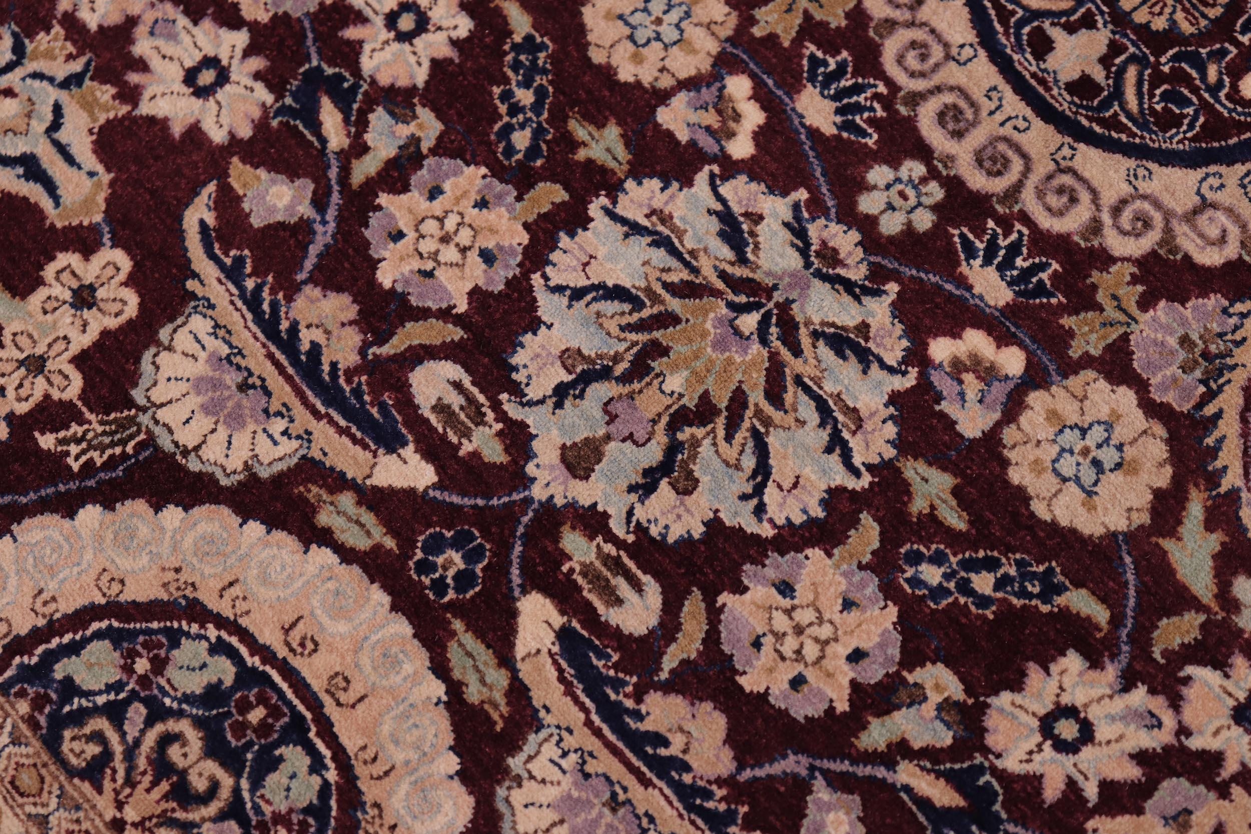 handmade Transitional Agra Tabriz Aubergine Blue Hand Knotted RECTANGLE 100% WOOL area rug 6 x 9
