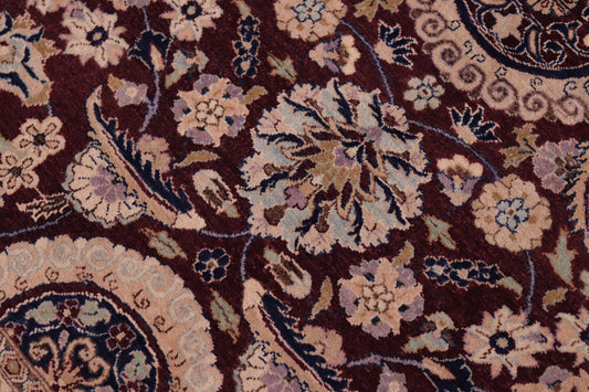 handmade Transitional Agra Tabriz Aubergine Blue Hand Knotted RECTANGLE 100% WOOL area rug 6 x 9
