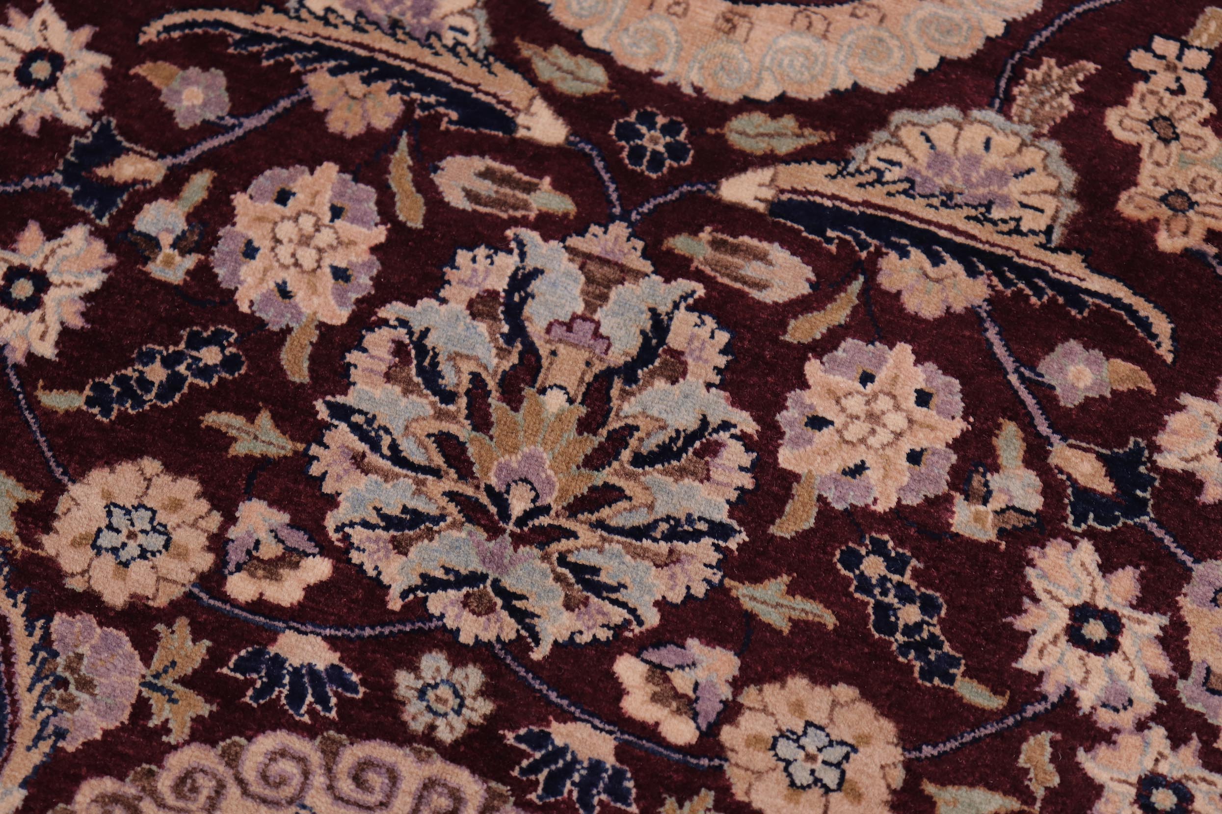 handmade Transitional Agra Tabriz Aubergine Blue Hand Knotted RECTANGLE 100% WOOL area rug 6x9