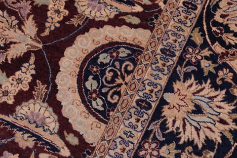 handmade Transitional Agra Tabriz Aubergine Blue Hand Knotted RECTANGLE 100% WOOL area rug 6 x 9