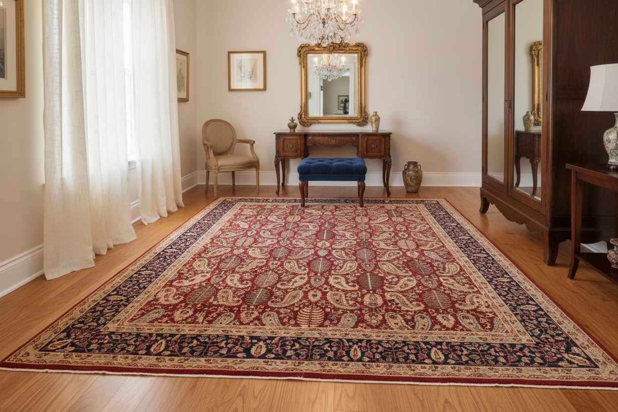 handmade Transitional Agra Red Blue Hand Knotted RECTANGLE 100% WOOL area rug 6x9
