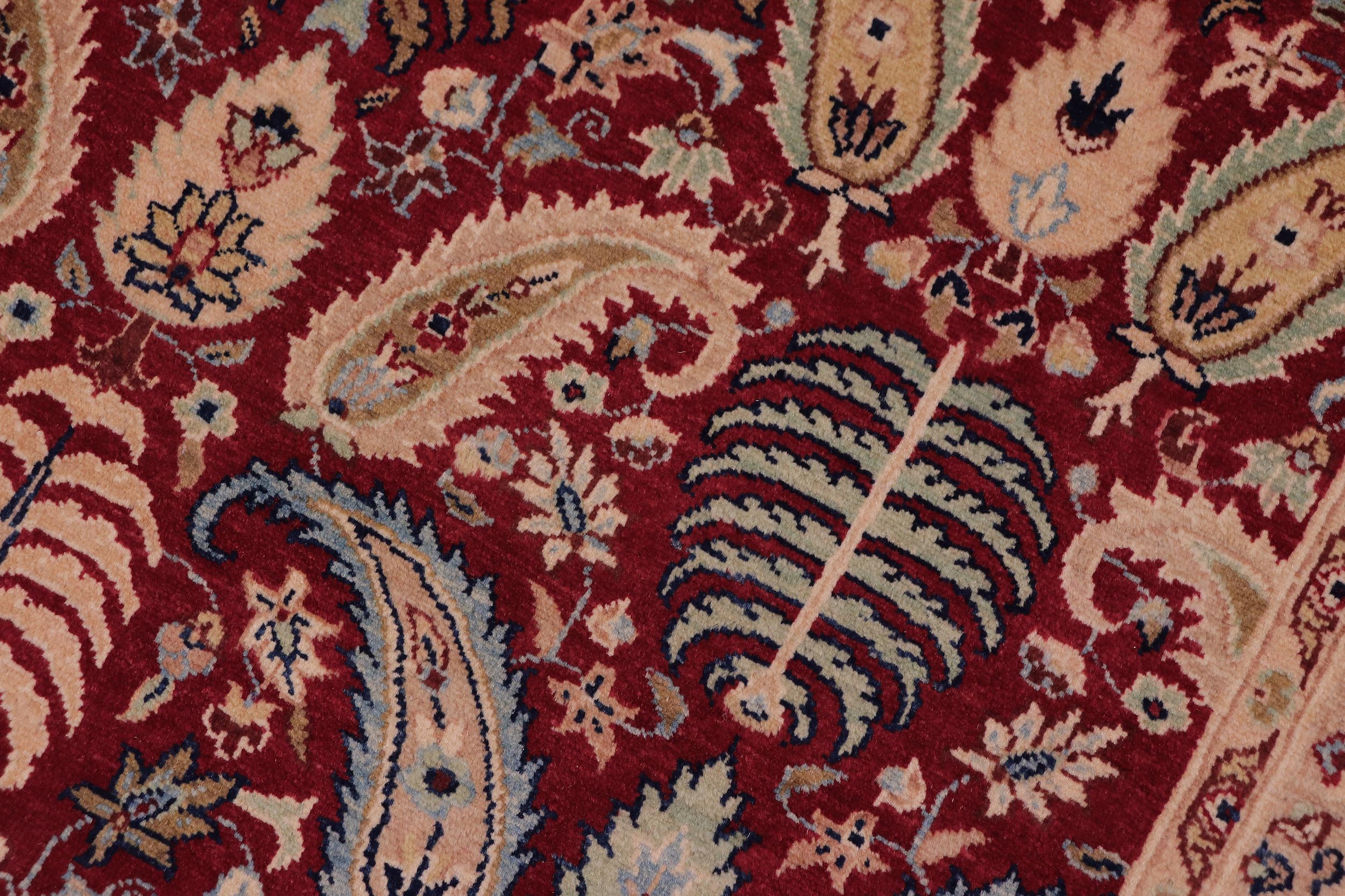 handmade Transitional Agra Red Blue Hand Knotted RECTANGLE 100% WOOL area rug 6 x 9