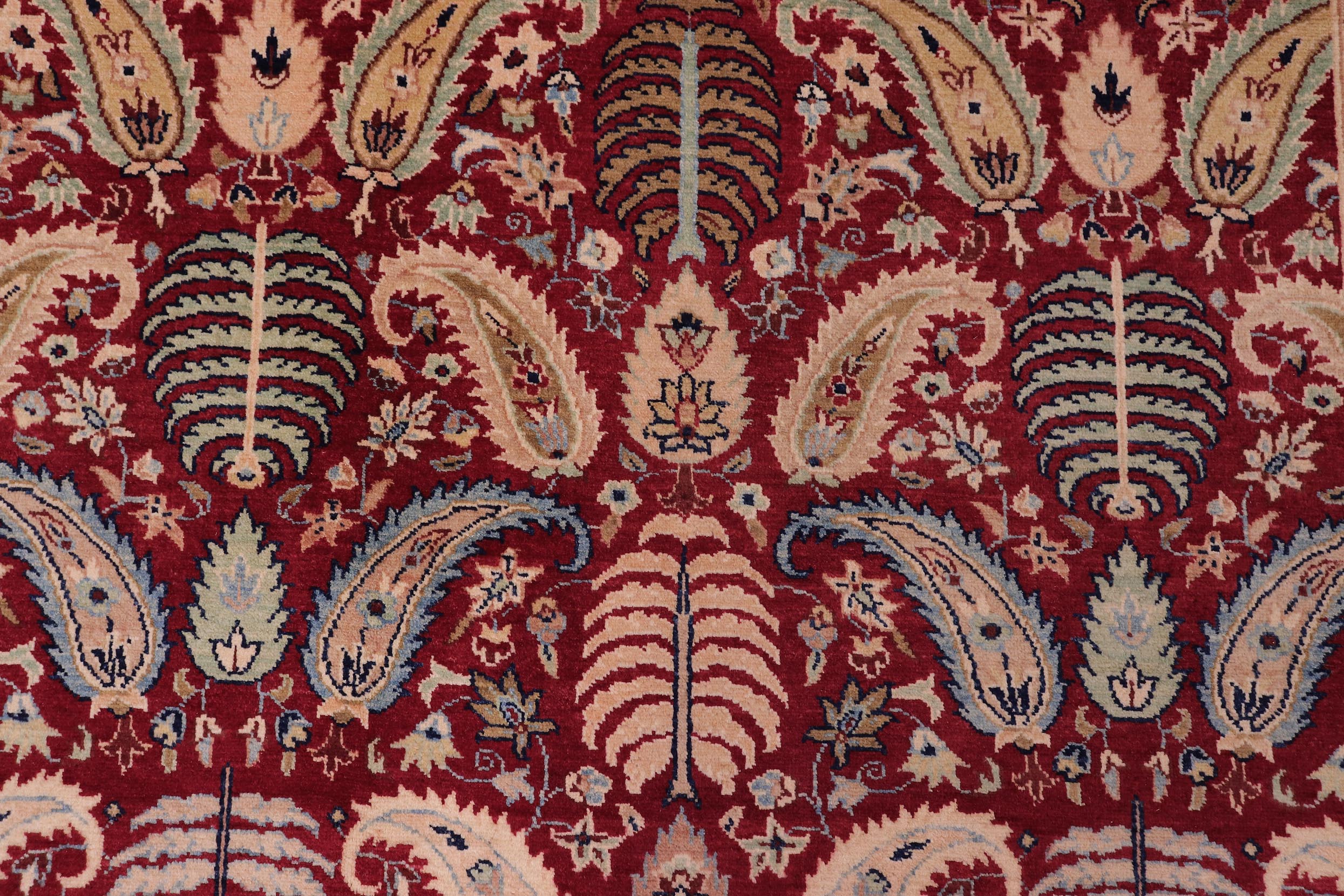 handmade Transitional Agra Red Blue Hand Knotted RECTANGLE 100% WOOL area rug 6x9