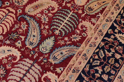 handmade Transitional Agra Red Blue Hand Knotted RECTANGLE 100% WOOL area rug 6x9