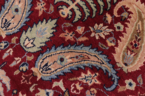 handmade Transitional Agra Red Blue Hand Knotted RECTANGLE 100% WOOL area rug 6x9