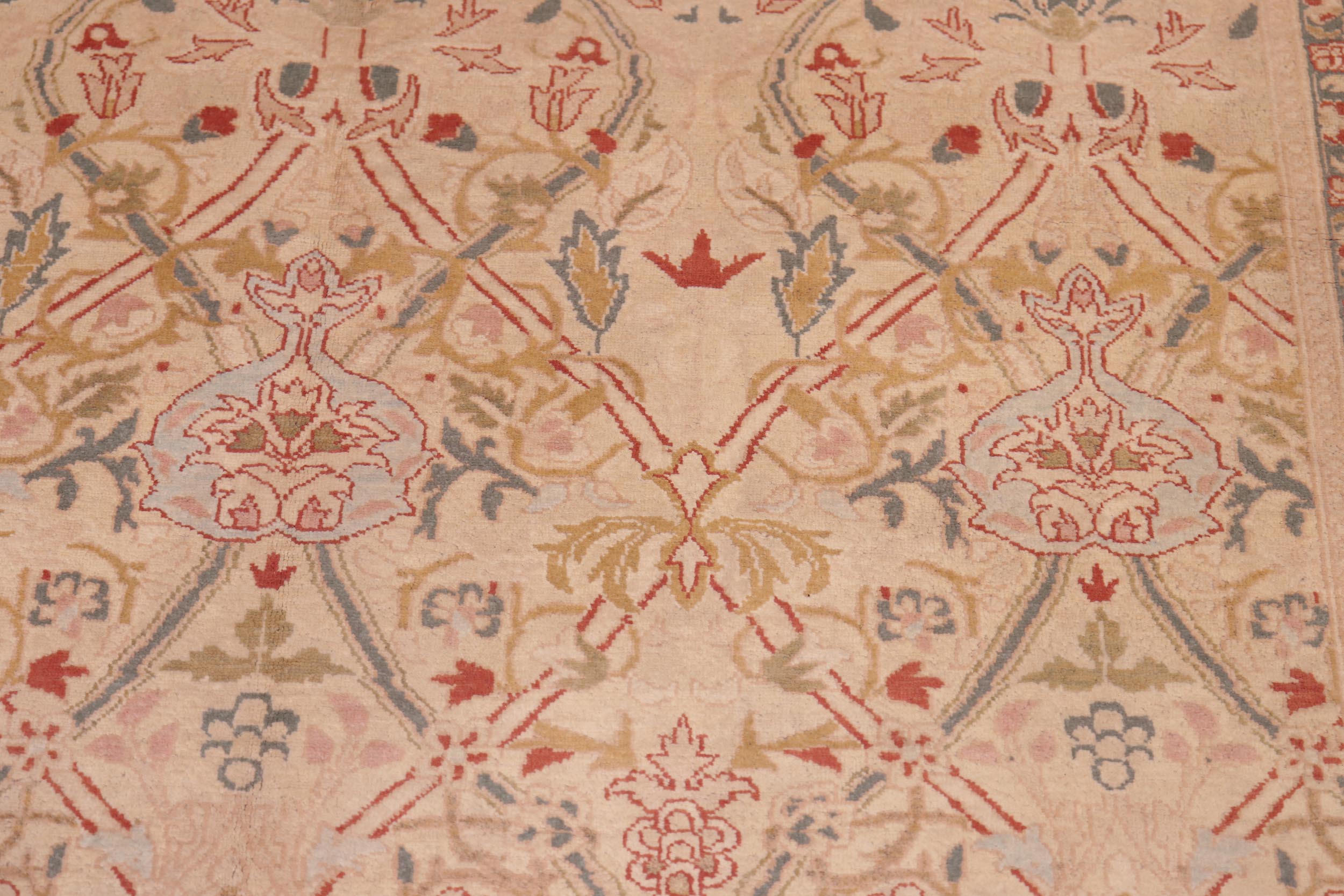 handmade Transitional Mujahid Tan Red Hand Knotted RECTANGLE 100% WOOL area rug 6x9