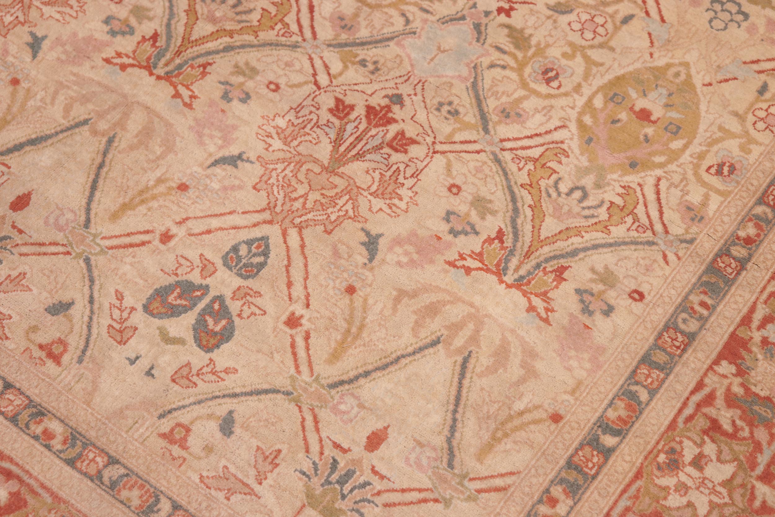 handmade Transitional Mujahid Tan Red Hand Knotted RECTANGLE 100% WOOL area rug 6x9