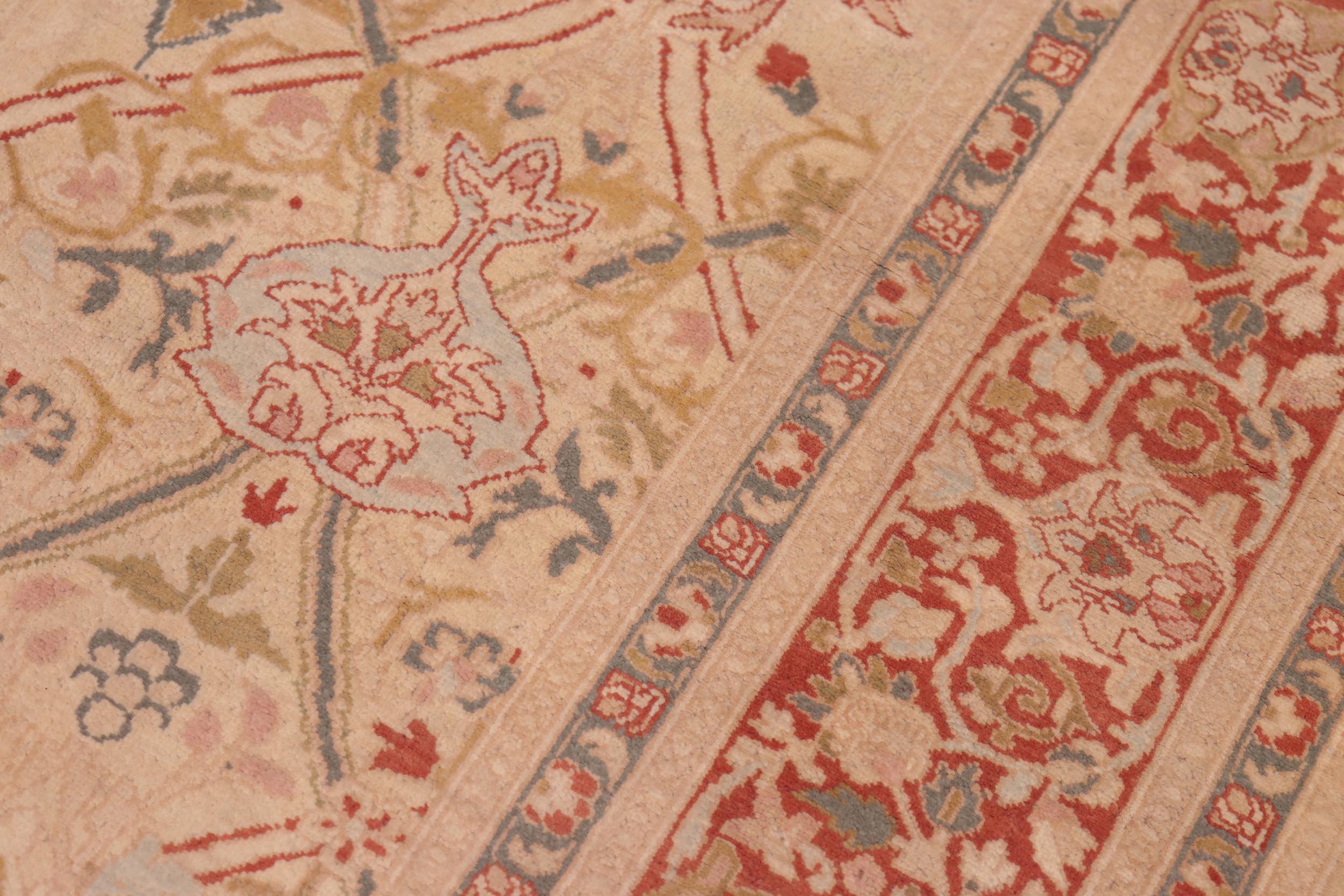 handmade Transitional Mujahid Tan Red Hand Knotted RECTANGLE 100% WOOL area rug 6x9