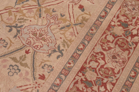 handmade Transitional Mujahid Tan Red Hand Knotted RECTANGLE 100% WOOL area rug 6x9