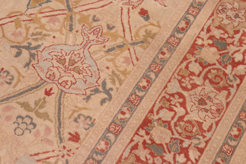 handmade Transitional Mujahid Tan Red Hand Knotted RECTANGLE 100% WOOL area rug 6x9