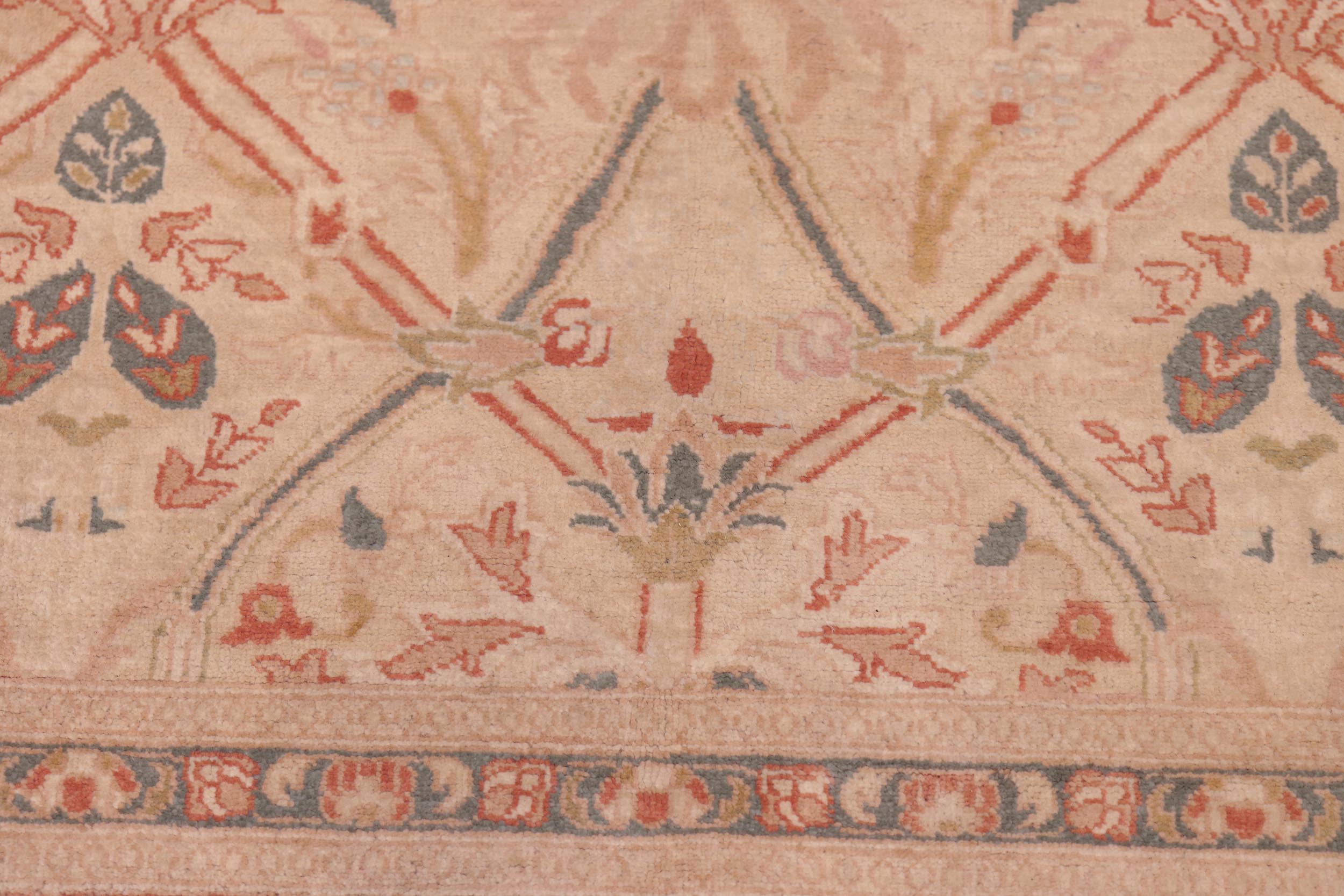 handmade Transitional Mujahid Tan Red Hand Knotted RECTANGLE 100% WOOL area rug 6x9