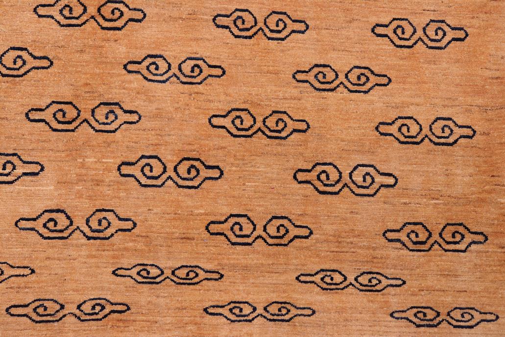 handmade Modern Kafkaz Tan Blue Hand Knotted RECTANGLE 100% WOOL area rug 7 x 8