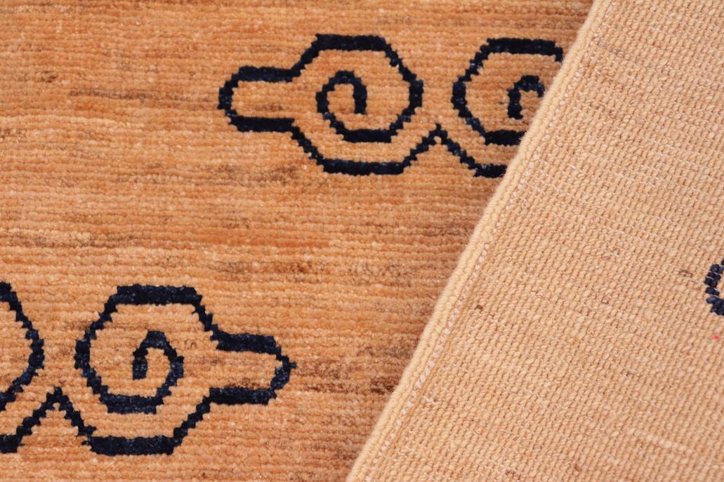 handmade Modern Kafkaz Tan Blue Hand Knotted RECTANGLE 100% WOOL area rug 7 x 8