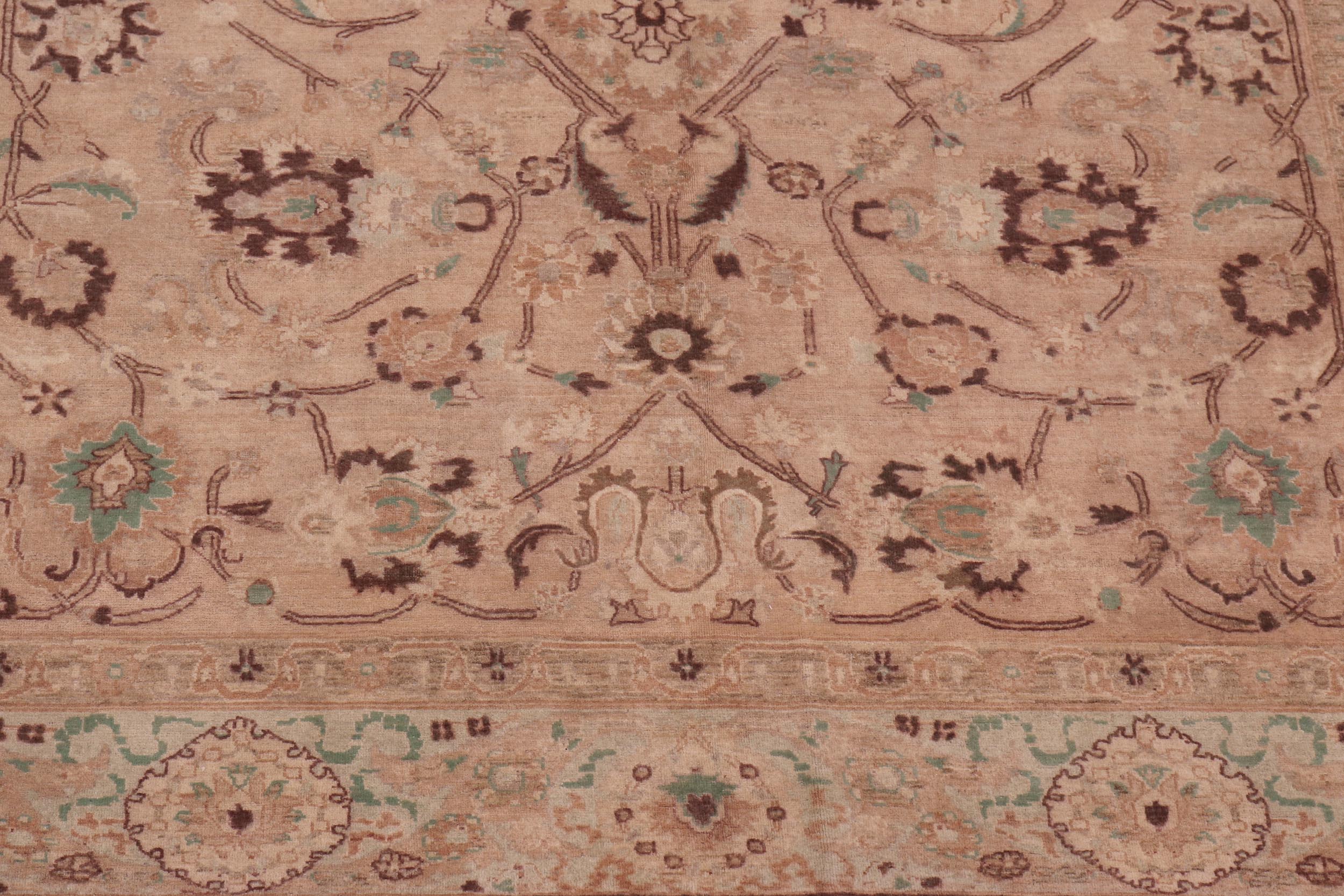 handmade Traditional Kafkaz Tan Lt. Green Hand Knotted RECTANGLE 100% WOOL area rug 6x9