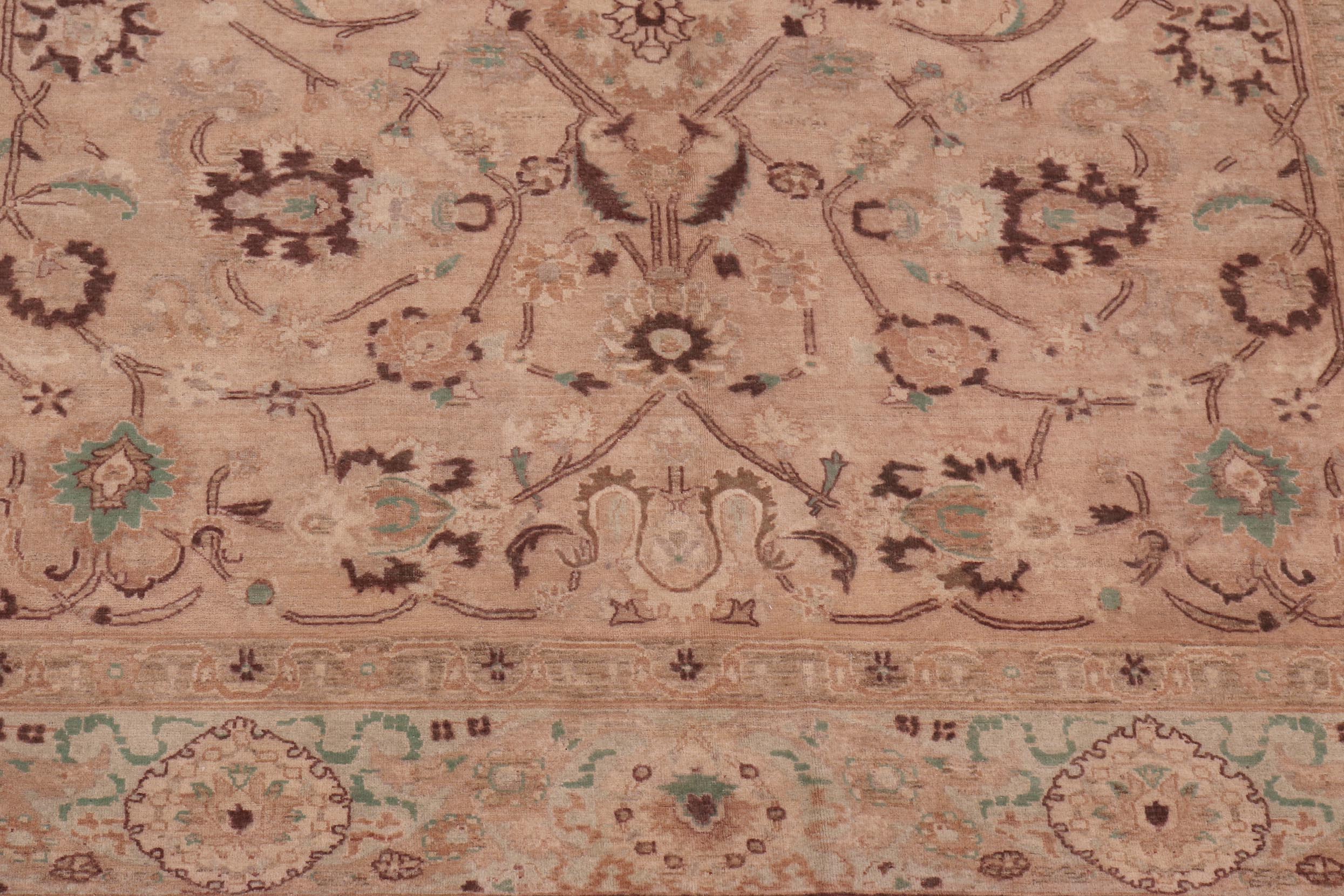 handmade Traditional Kafkaz Tan Lt. Green Hand Knotted RECTANGLE 100% WOOL area rug 6x9