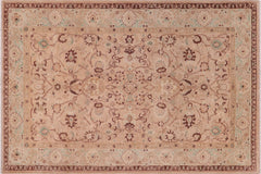 handmade Traditional Kafkaz Tan Lt. Green Hand Knotted RECTANGLE 100% WOOL area rug 6x9