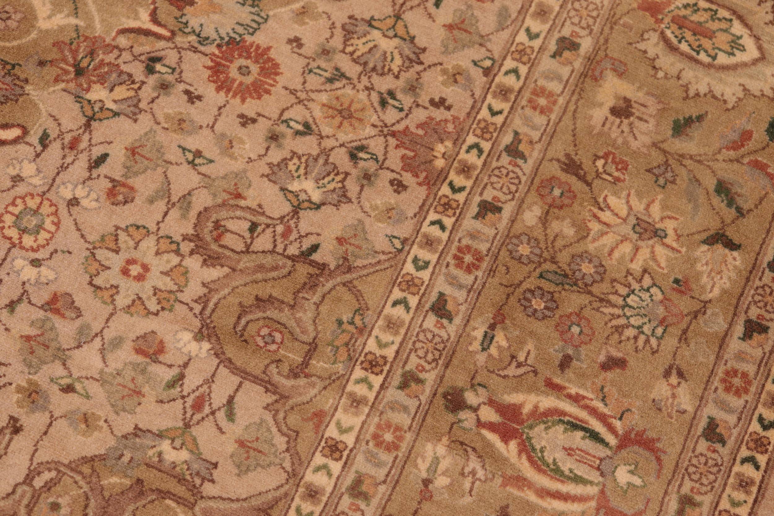 handmade Traditional Farahan Taupe Green Hand Knotted RECTANGLE 100% WOOL area rug 6x9