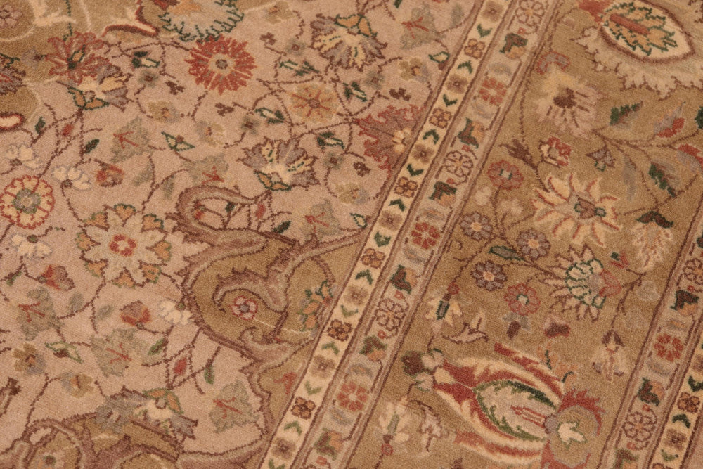 handmade Traditional Farahan Taupe Green Hand Knotted RECTANGLE 100% WOOL area rug 6x9