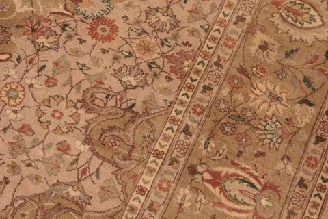 handmade Traditional Farahan Taupe Green Hand Knotted RECTANGLE 100% WOOL area rug 6x9