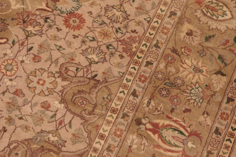 handmade Traditional Farahan Taupe Green Hand Knotted RECTANGLE 100% WOOL area rug 6x9