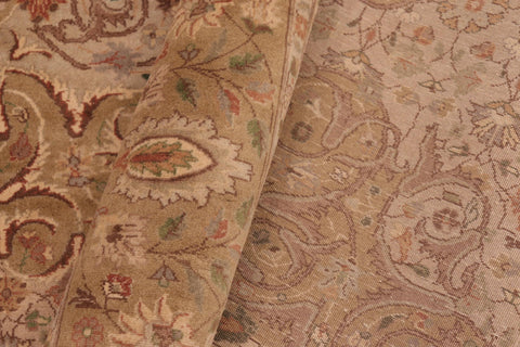 handmade Traditional Farahan Taupe Green Hand Knotted RECTANGLE 100% WOOL area rug 6x9