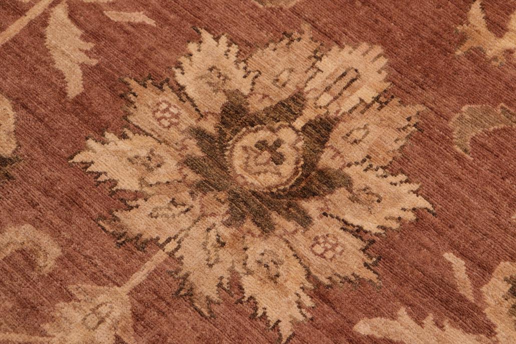 handmade Traditional Lahore Brown Tan Hand Knotted RECTANGLE 100% WOOL area rug 6 x 9
