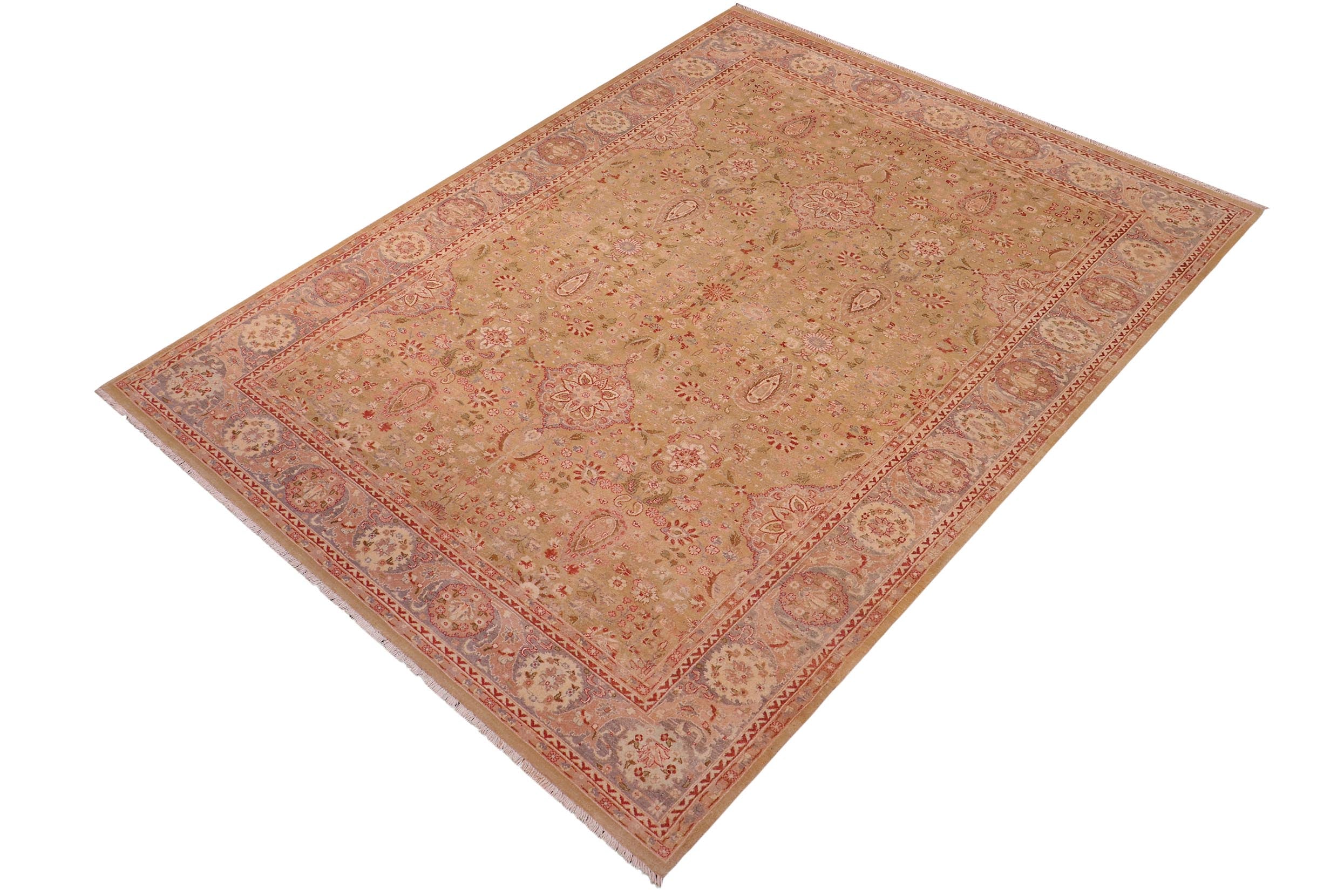 handmade Transitional Sultanabad Lt. Green Gray Hand Knotted RECTANGLE 100% WOOL area rug 6x9