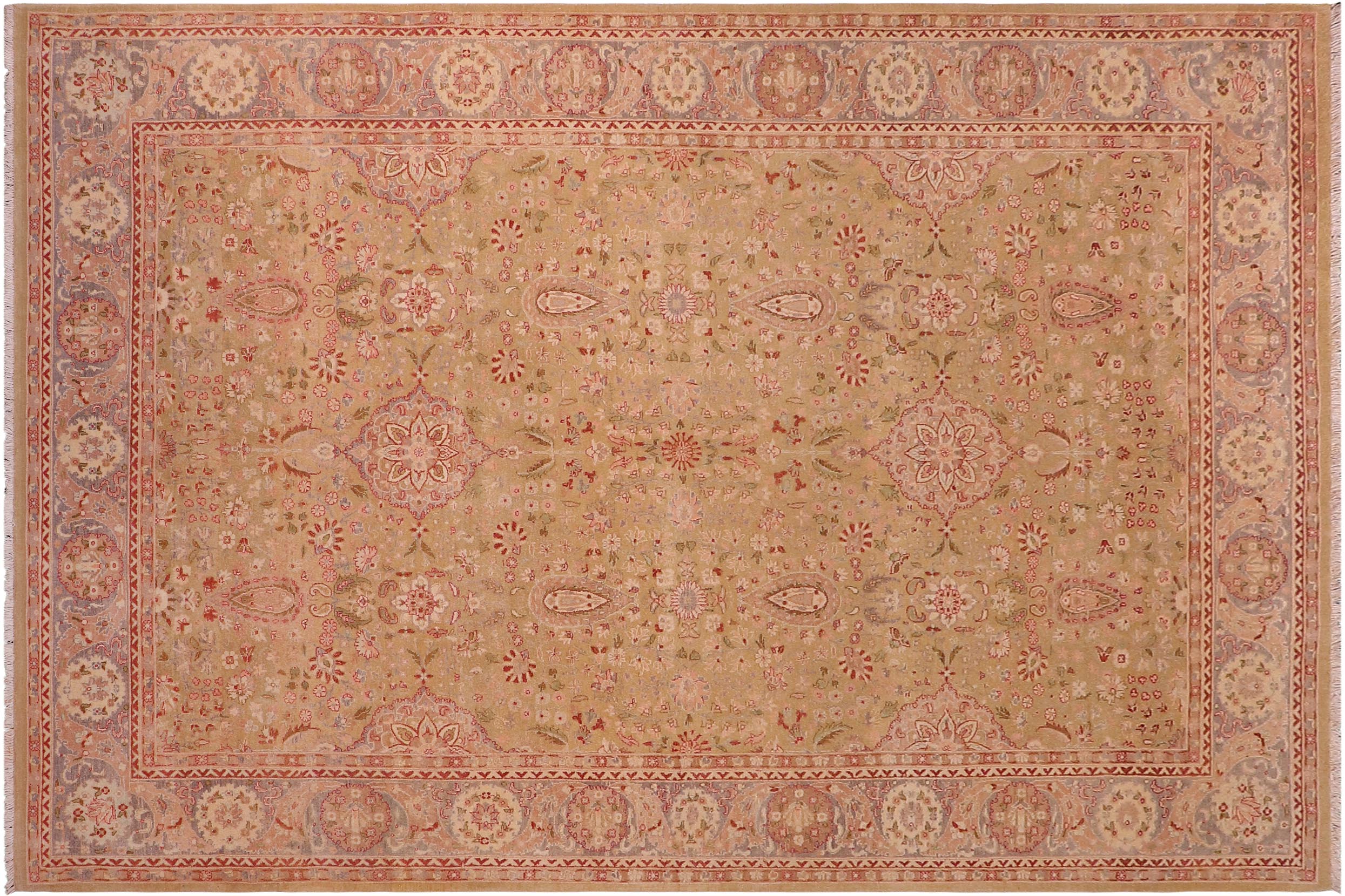 handmade Transitional Sultanabad Lt. Green Gray Hand Knotted RECTANGLE 100% WOOL area rug 6x9