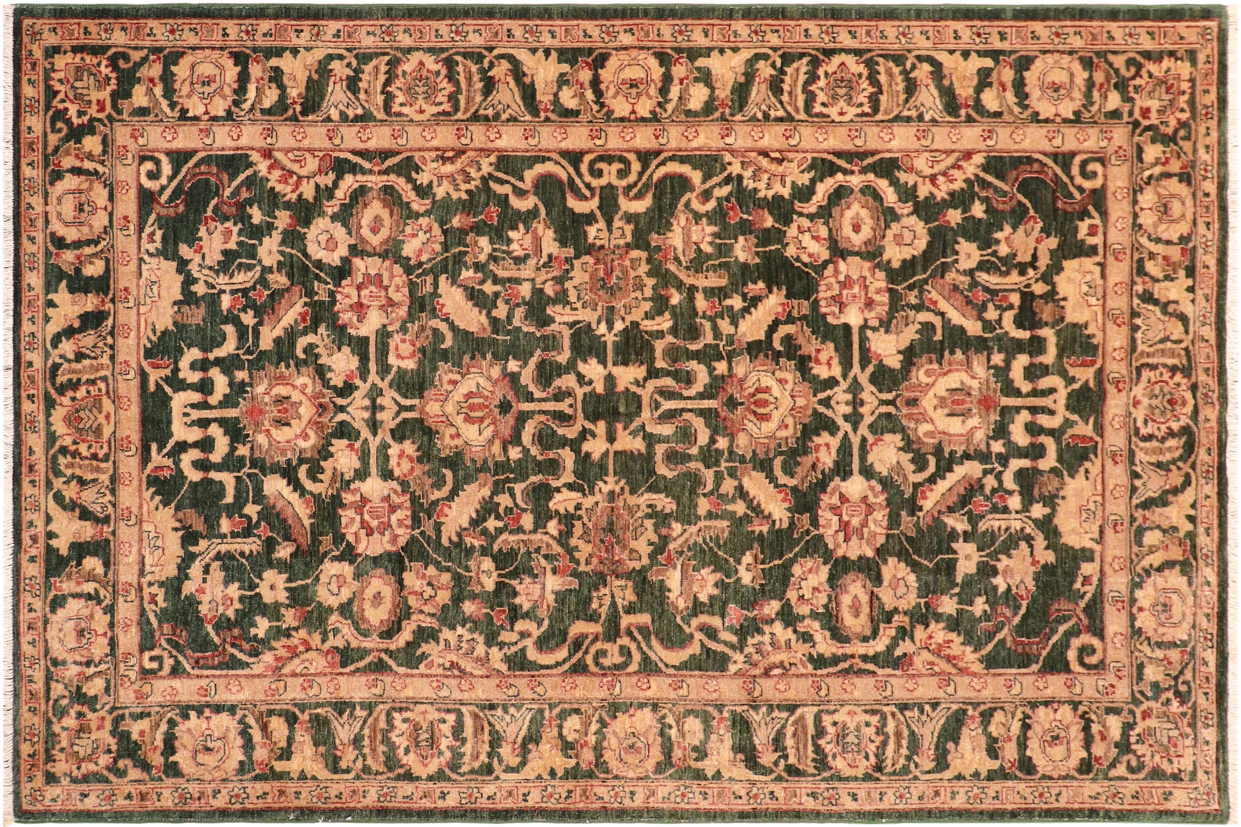handmade Traditional Kafkaz Green Rust Hand Knotted RECTANGLE 100% WOOL area rug 6x9