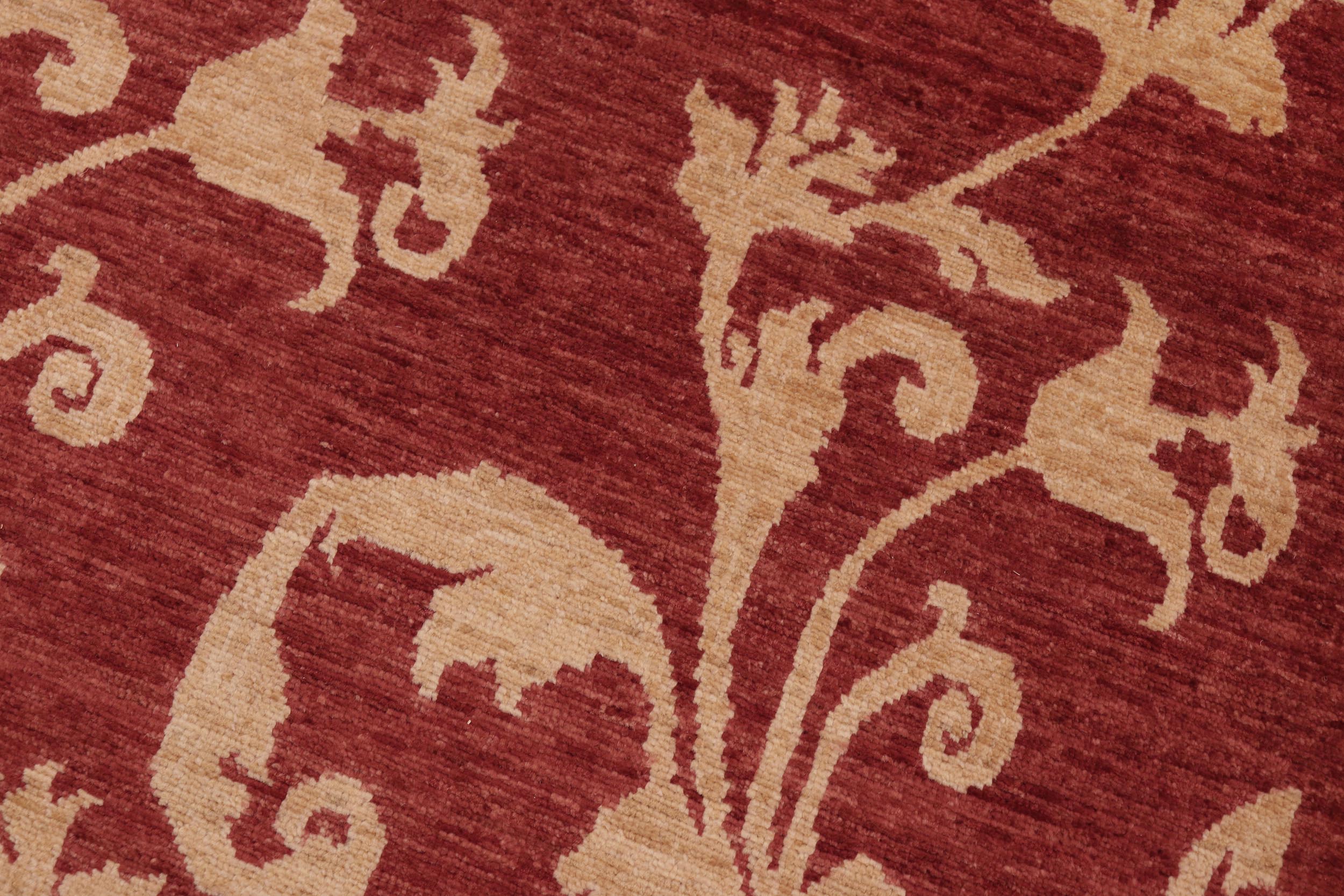handmade Modern Kafkaz Red Gold Hand Knotted RECTANGLE 100% WOOL area rug 6' x 9'