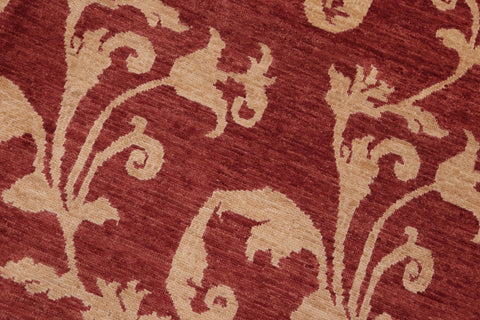 handmade Modern Kafkaz Red Gold Hand Knotted RECTANGLE 100% WOOL area rug 6' x 9'