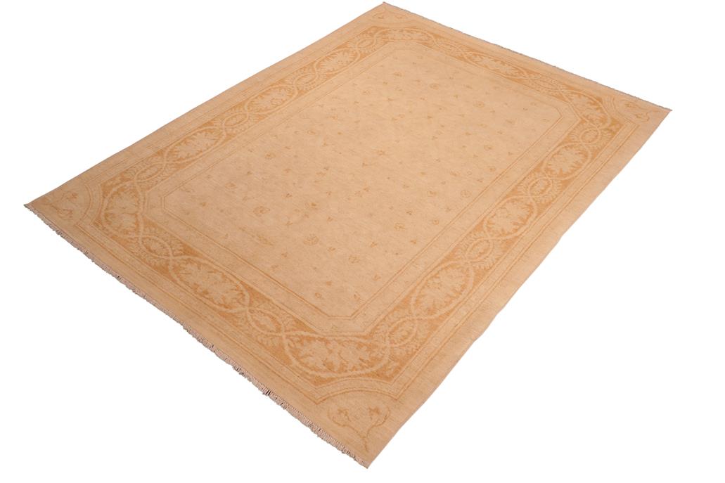 handmade Transitional Kafkaz Tan Rust Hand Knotted RECTANGLE 100% WOOL area rug 6 x 9