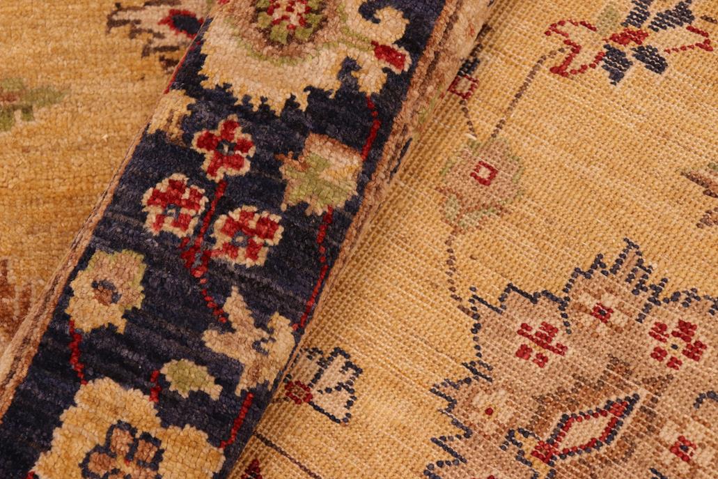 handmade Traditional Kafkaz Gold Blue Hand Knotted RECTANGLE 100% WOOL area rug 6 x 9