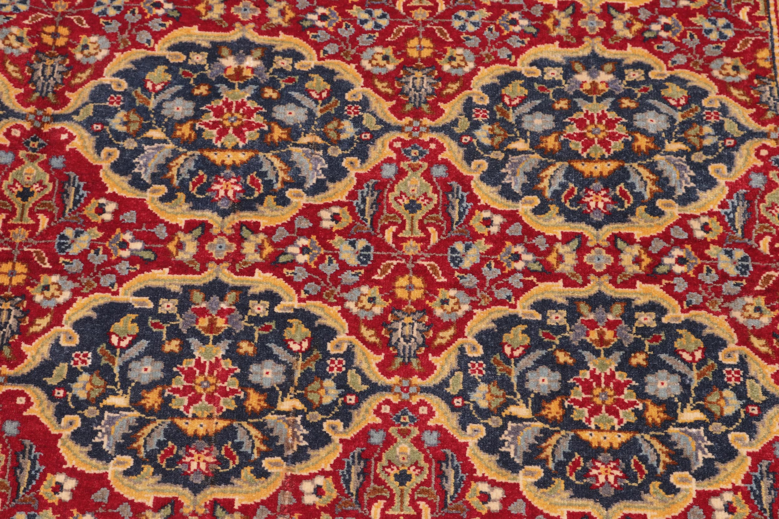 handmade Transitional  Red Blue Hand Knotted RECTANGLE 100% WOOL area rug 6' x 9'