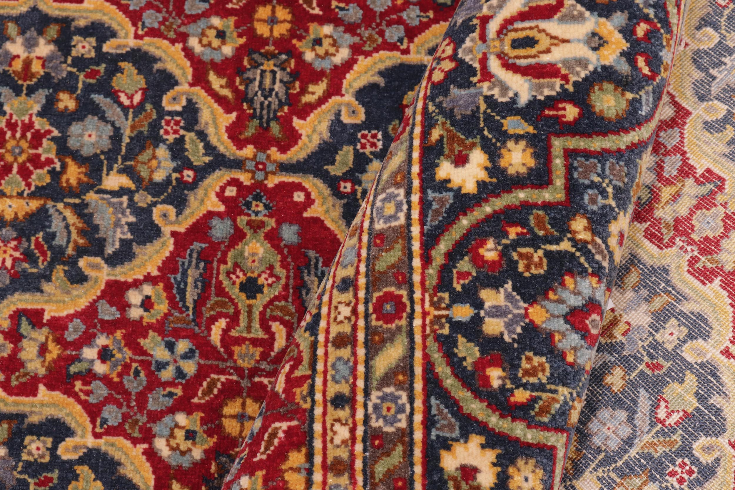 handmade Transitional  Red Blue Hand Knotted RECTANGLE 100% WOOL area rug 6' x 9'