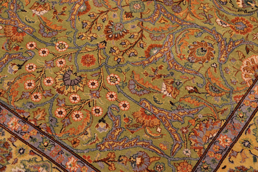 handmade Transitional  Lt. Green Gold Hand Knotted RECTANGLE 100% WOOL area rug 6' x 9'
