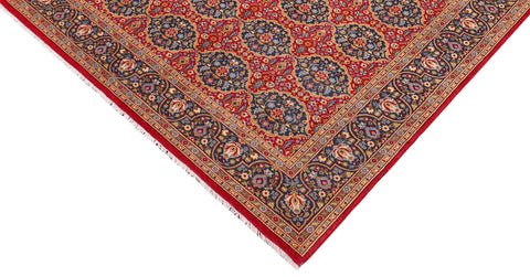 handmade Transitional  Red Teal Blue Hand Knotted RECTANGLE 100% WOOL area rug 6' x 9'