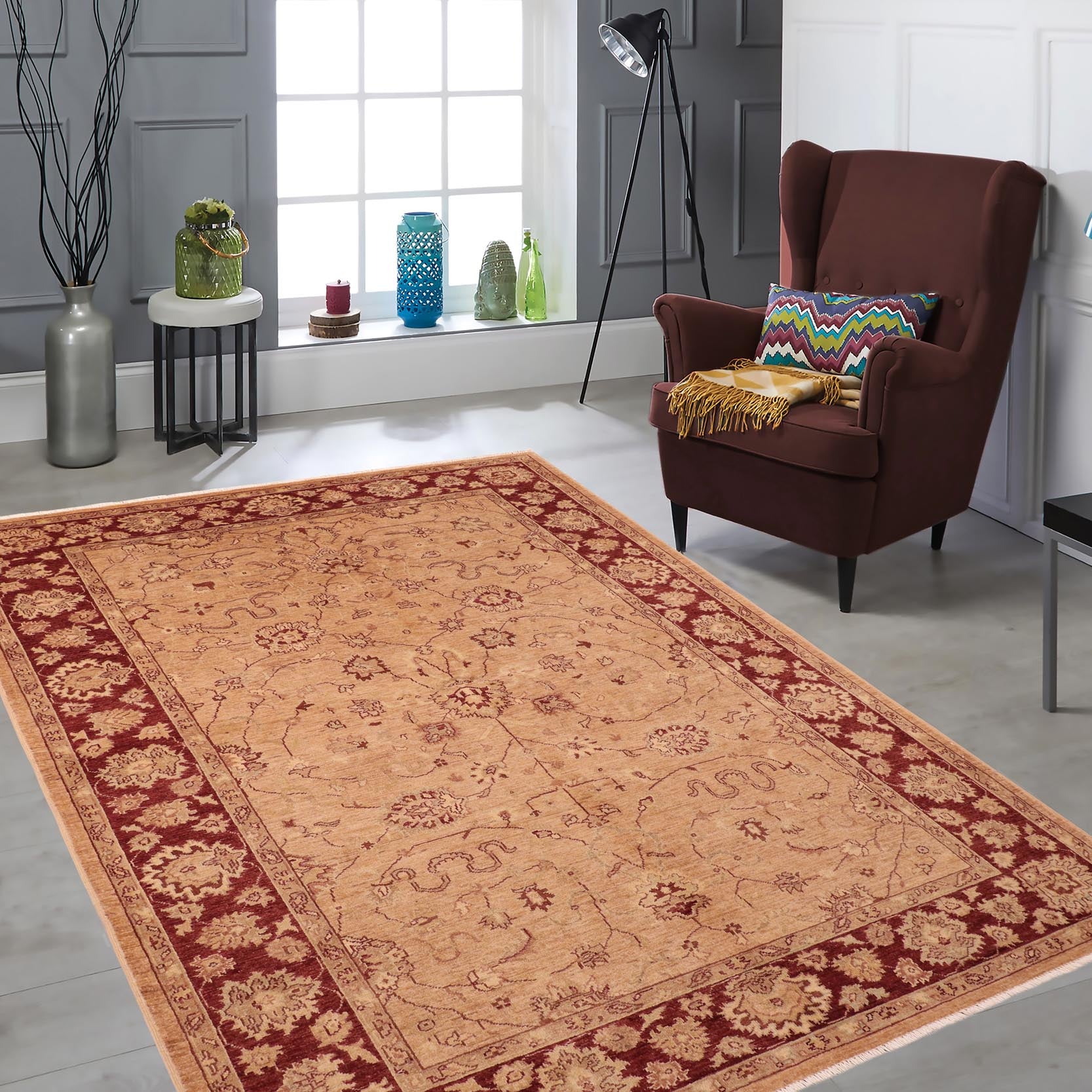 handmade Traditional Kafkaz Brown Red Hand Knotted RECTANGLE 100% WOOL area rug 6x9