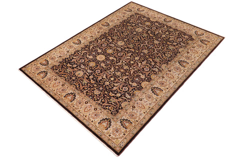handmade Traditional Design Brown Tan Hand Knotted RECTANGLE 100% WOOL area rug 6' x 9'