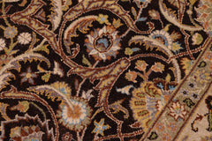 handmade Traditional Design Brown Tan Hand Knotted RECTANGLE 100% WOOL area rug 6' x 9'