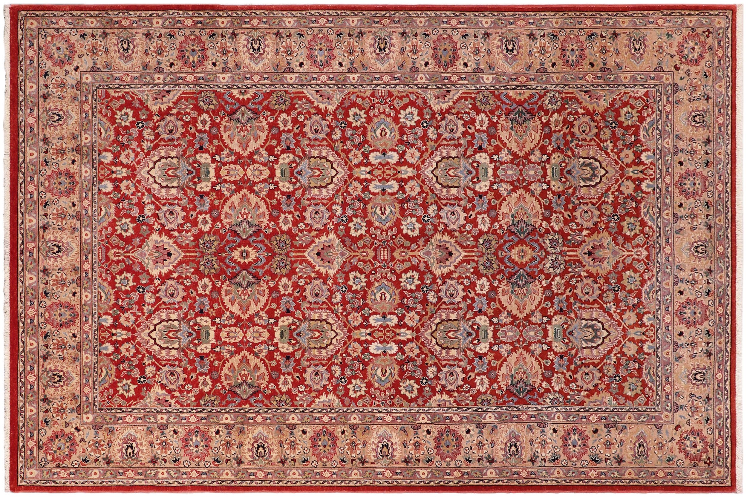handmade Transitional Lahore Rust Tan Hand Knotted RECTANGLE 100% WOOL area rug 6' x 9'