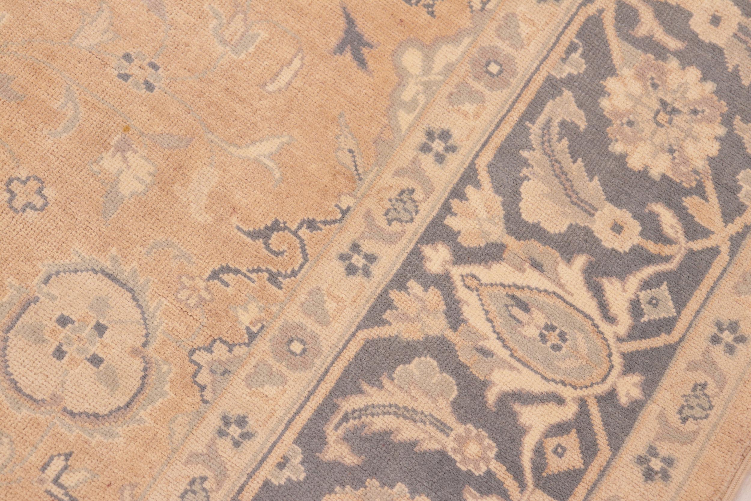 handmade Transitional Kafkaz Tan Gray Hand Knotted RECTANGLE 100% WOOL area rug 6x9