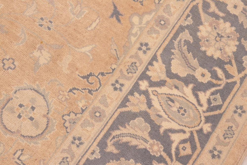 handmade Transitional Kafkaz Tan Gray Hand Knotted RECTANGLE 100% WOOL area rug 6x9
