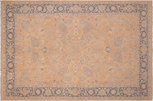 handmade Transitional Kafkaz Tan Gray Hand Knotted RECTANGLE 100% WOOL area rug 6x9