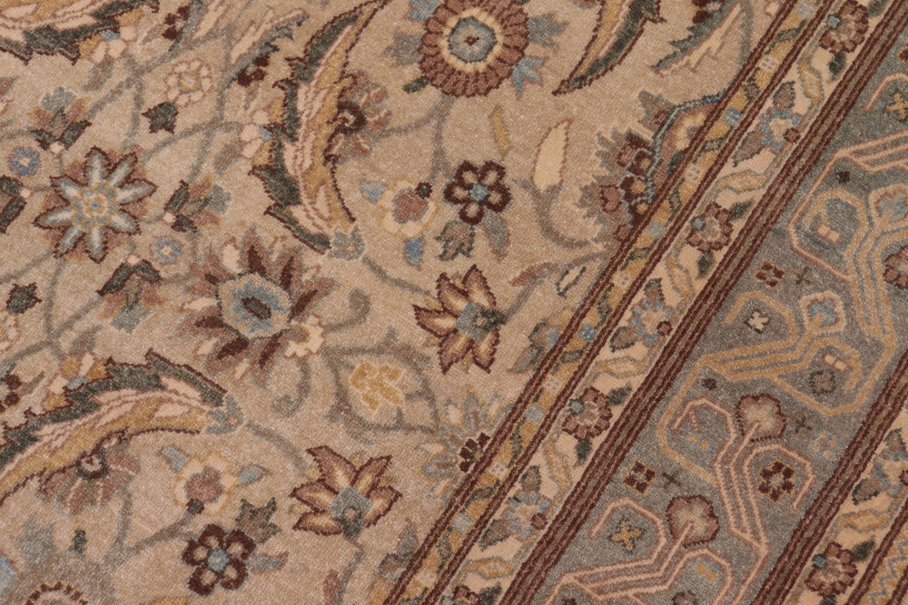 handmade Transitional Lahore Lt. Gray Lt. Green Hand Knotted RECTANGLE 100% WOOL area rug 6' x 9'